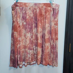 Tie-Dye Button Midi Skirt